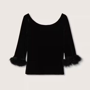 Black top with feather sleeves from Mango